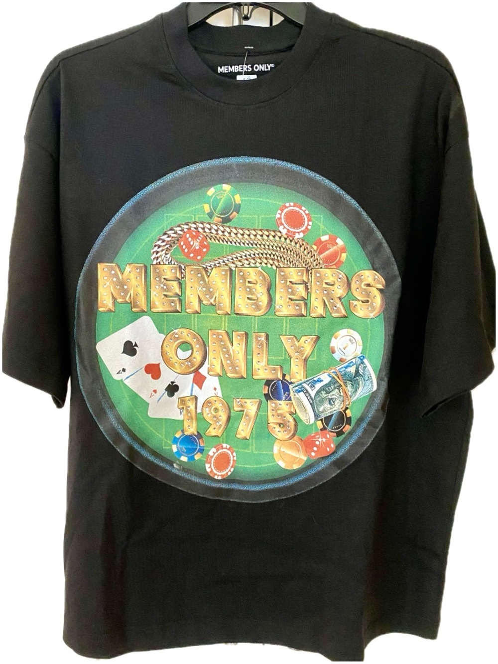 Members Only Oversized Casino Graphic Tee S Poker Vegas Bling Streetwear NWOT